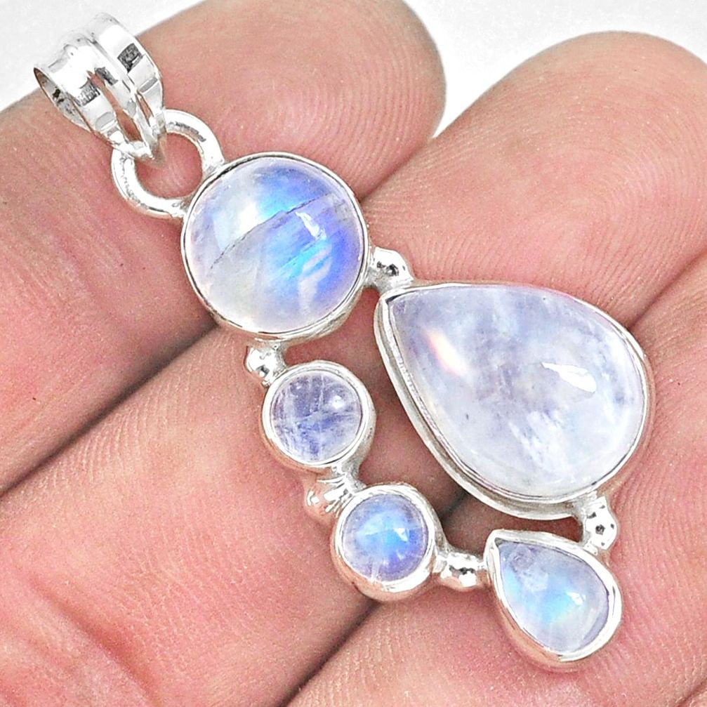 12.29cts natural rainbow moonstone 925 sterling silver pendant jewelry p33755