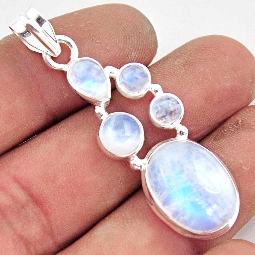 14.88cts natural rainbow moonstone 925 sterling silver pendant jewelry r43053