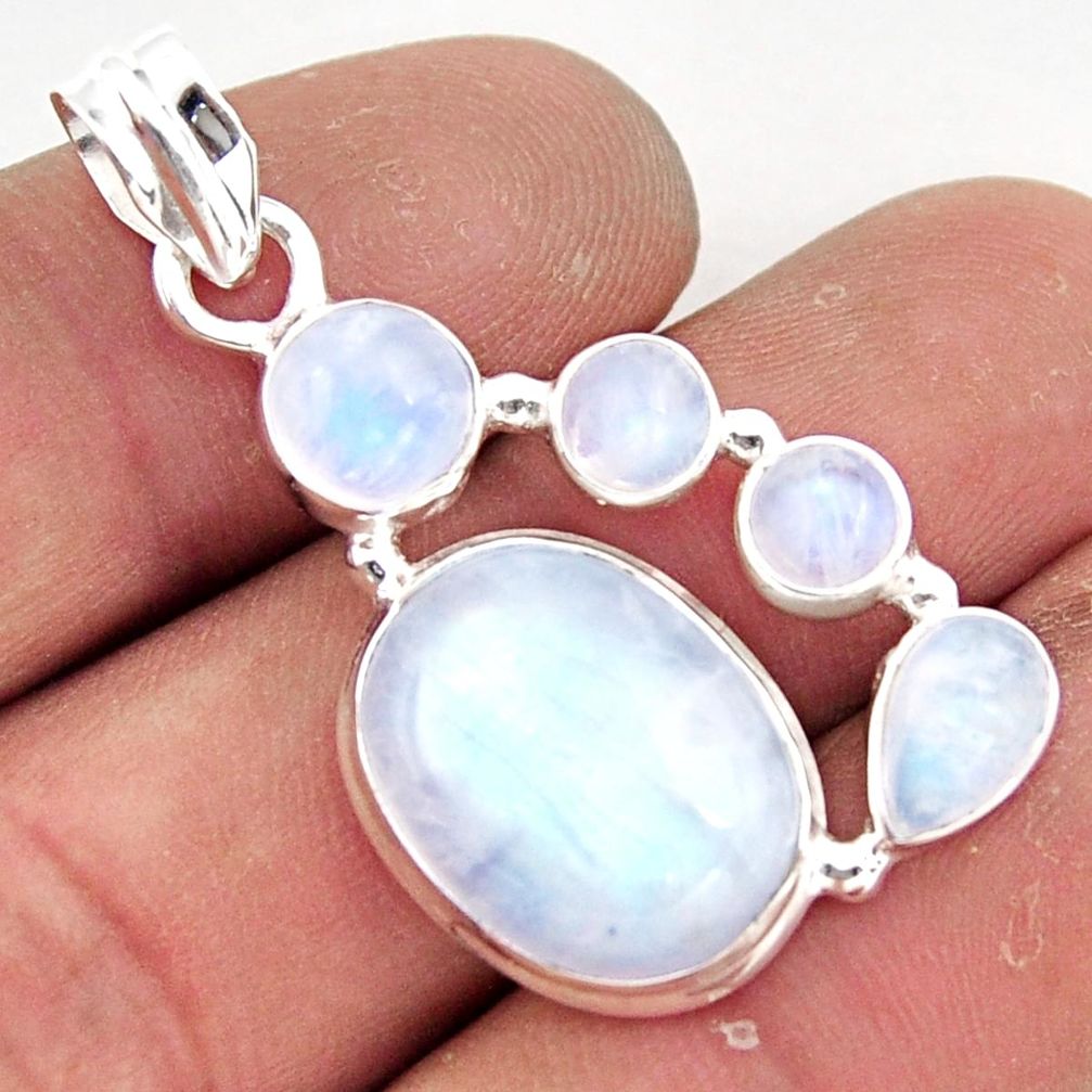 14.51cts natural rainbow moonstone 925 sterling silver pendant jewelry r43059