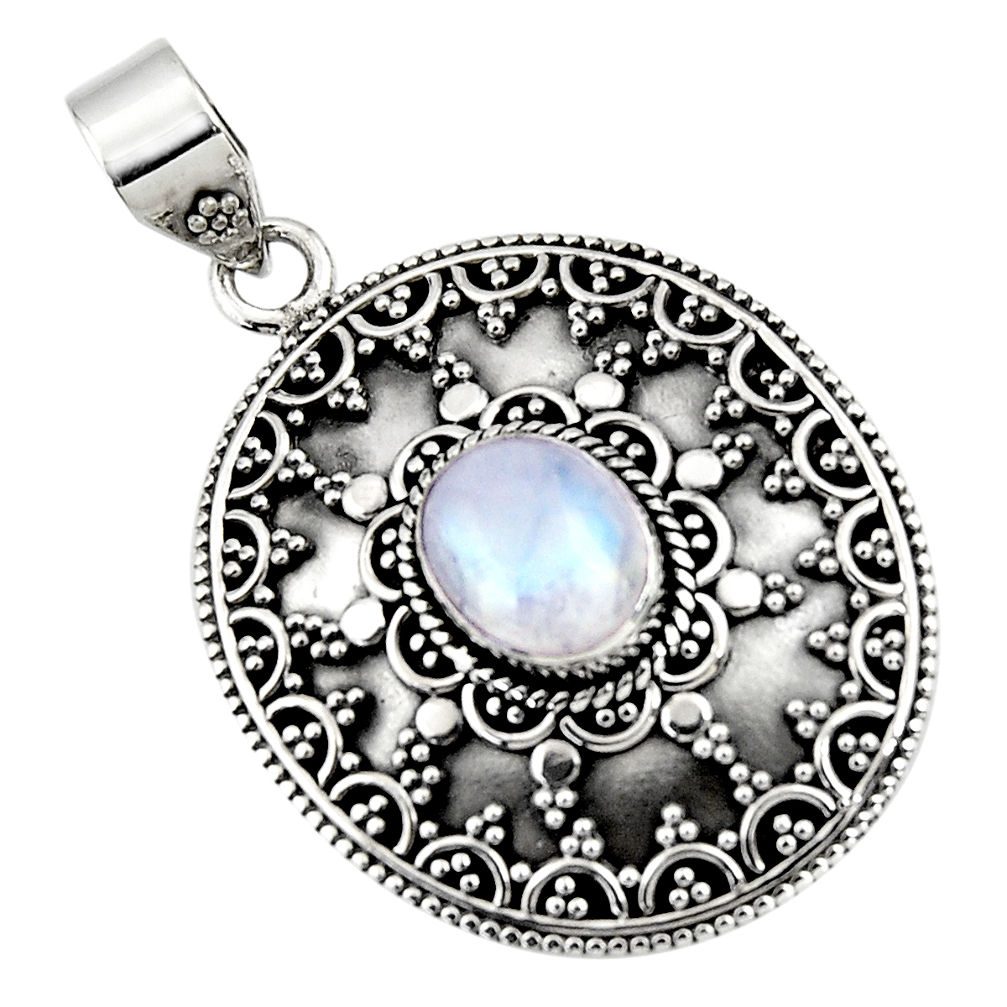 4.20cts natural rainbow moonstone 925 sterling silver pendant jewelry r47091