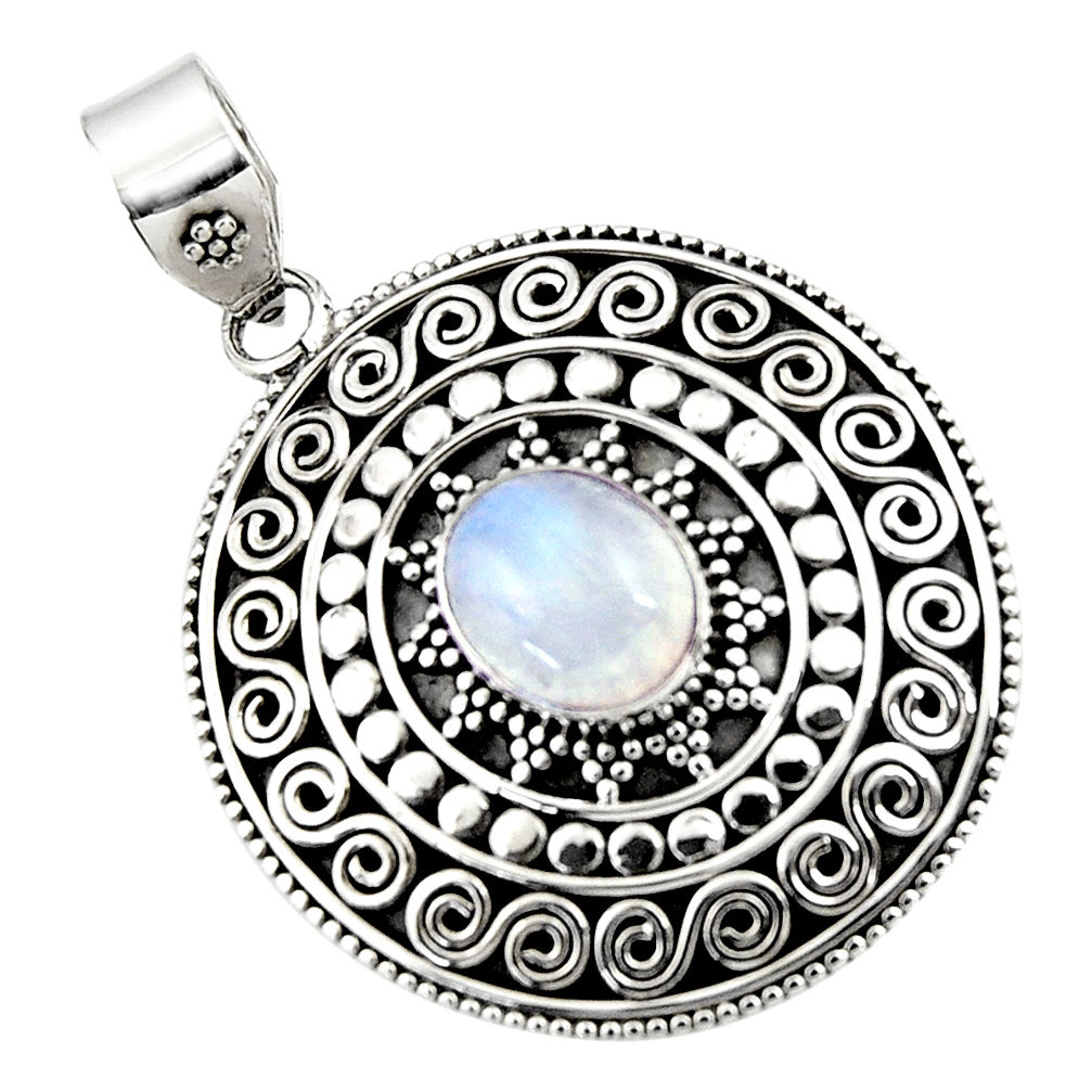 4.55cts natural rainbow moonstone 925 sterling silver pendant jewelry r47094