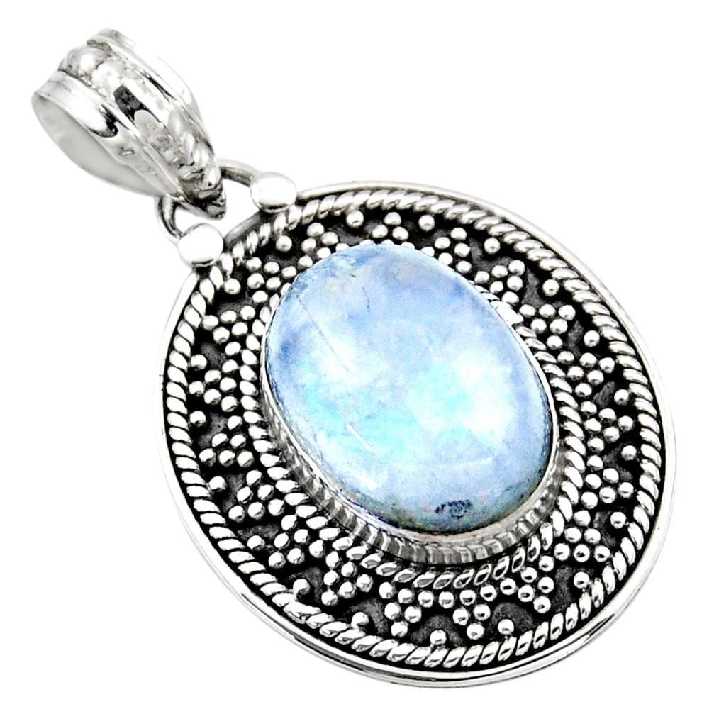 6.83cts natural rainbow moonstone 925 sterling silver pendant jewelry r53154