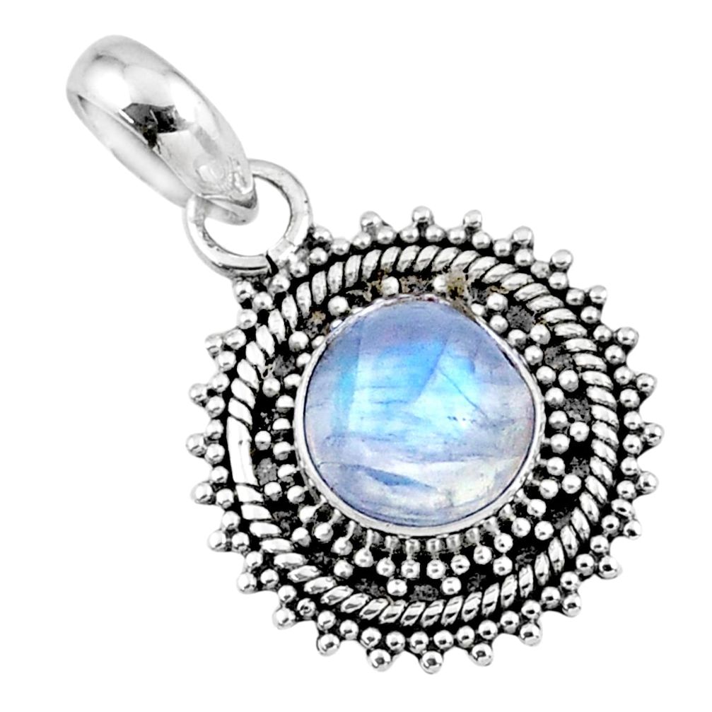 3.05cts natural rainbow moonstone 925 sterling silver pendant jewelry r57675