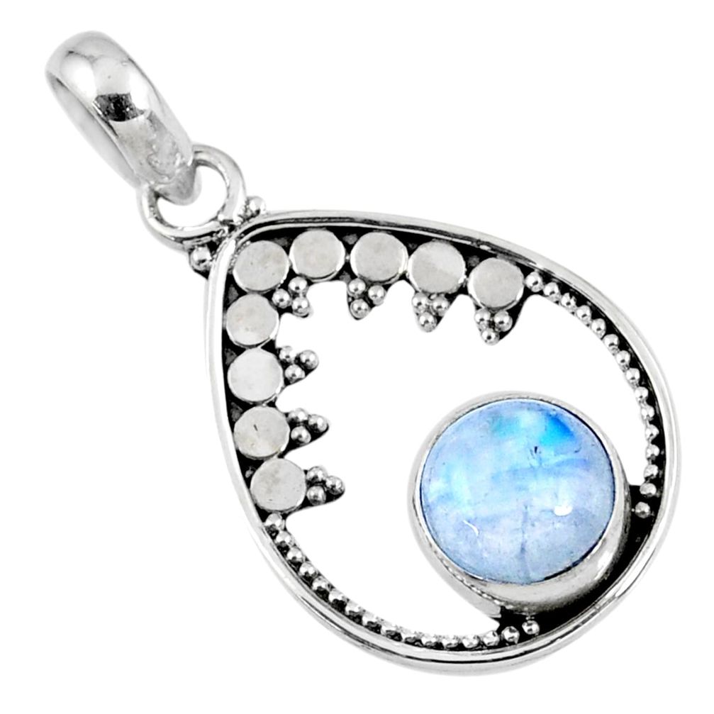 3.17cts natural rainbow moonstone 925 sterling silver pendant jewelry r57697