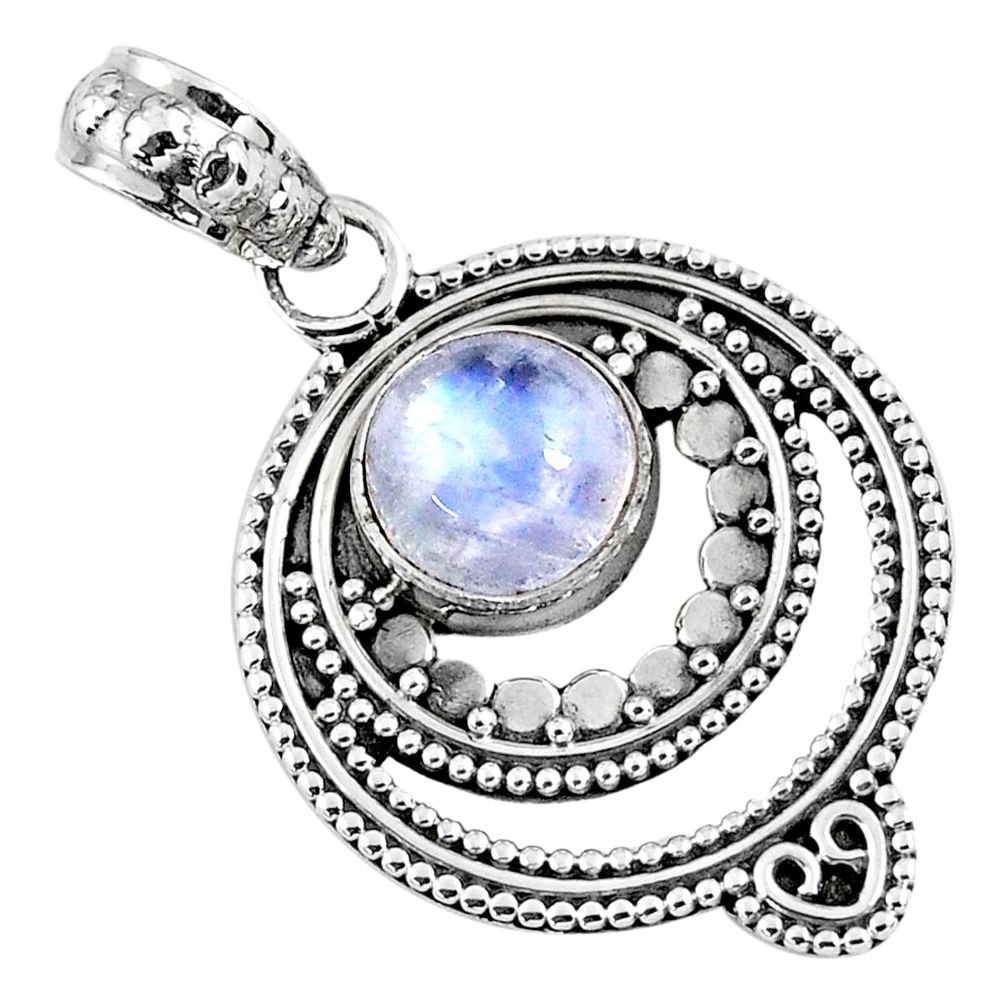 3.11cts natural rainbow moonstone 925 sterling silver pendant jewelry r57739