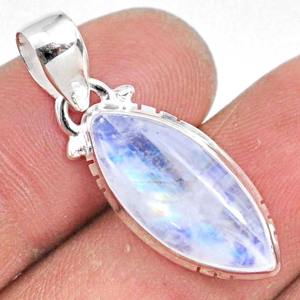 9.05cts natural rainbow moonstone 925 sterling silver pendant jewelry r63826