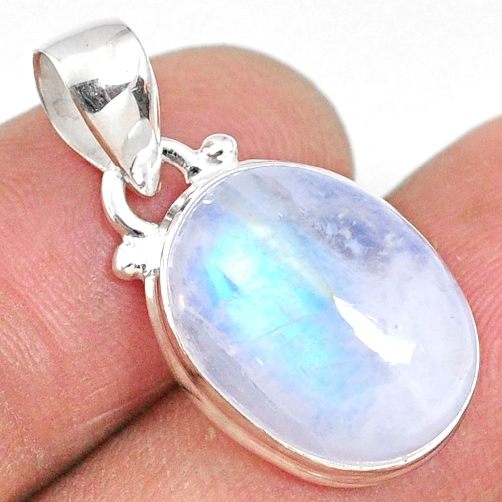 11.20cts natural rainbow moonstone 925 sterling silver pendant jewelry r63850