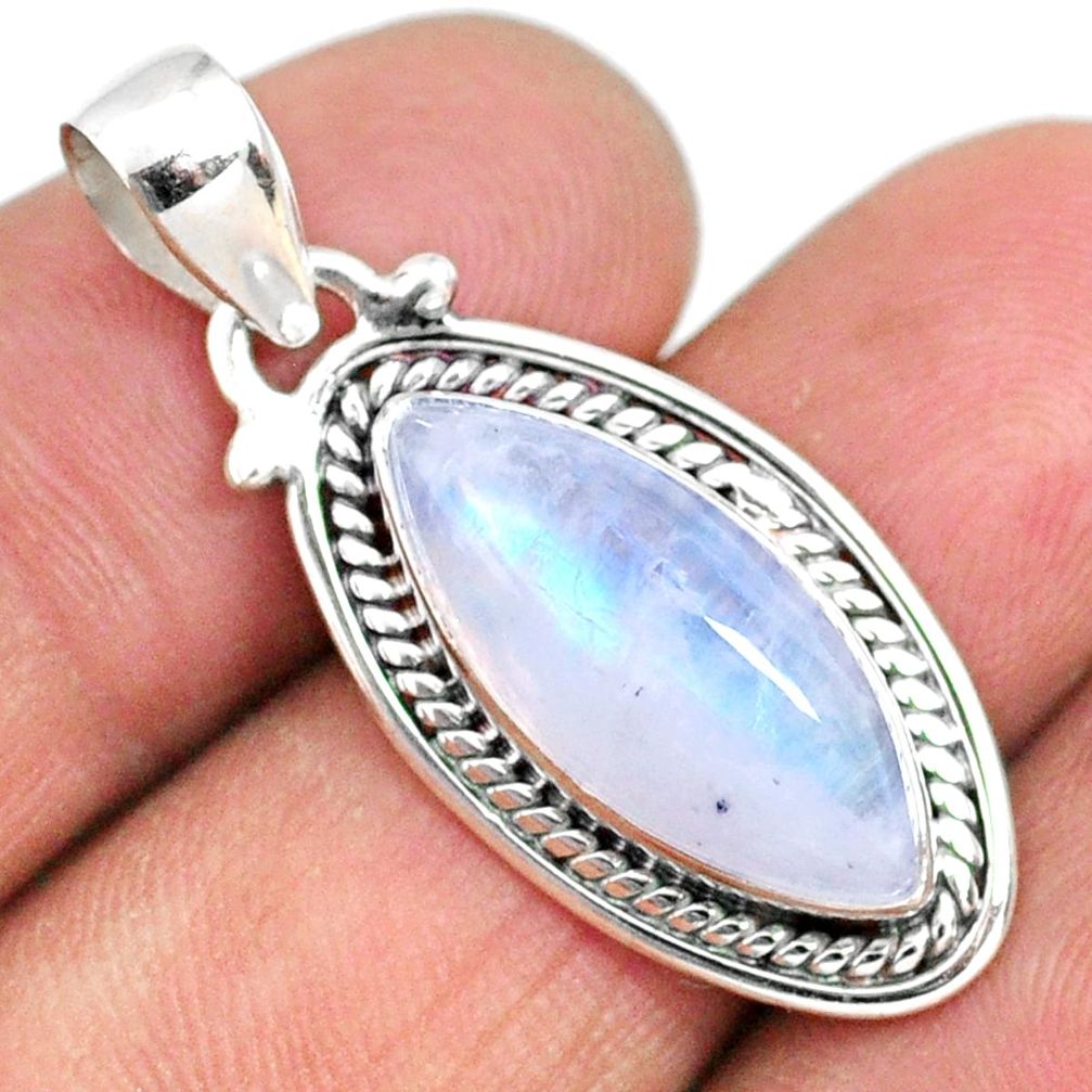 11.17cts natural rainbow moonstone 925 sterling silver pendant jewelry r63852