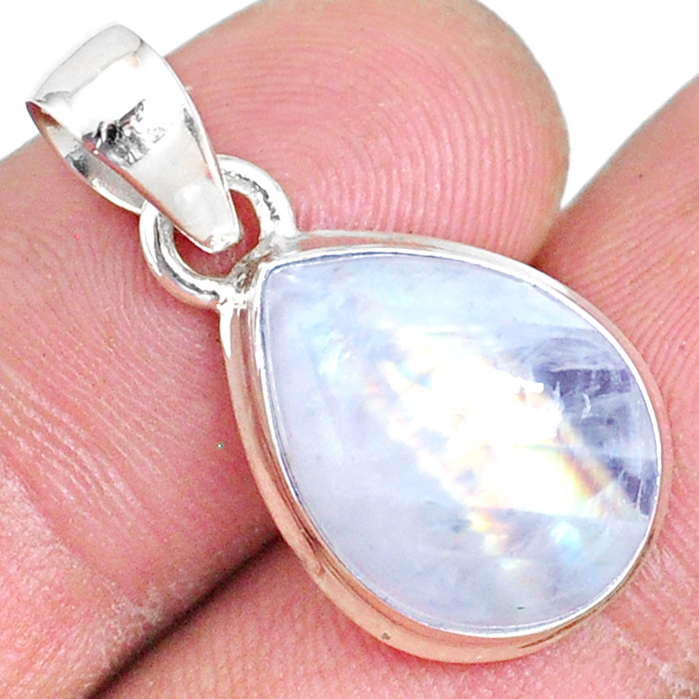 10.15cts natural rainbow moonstone 925 silver handmade pendant r74123