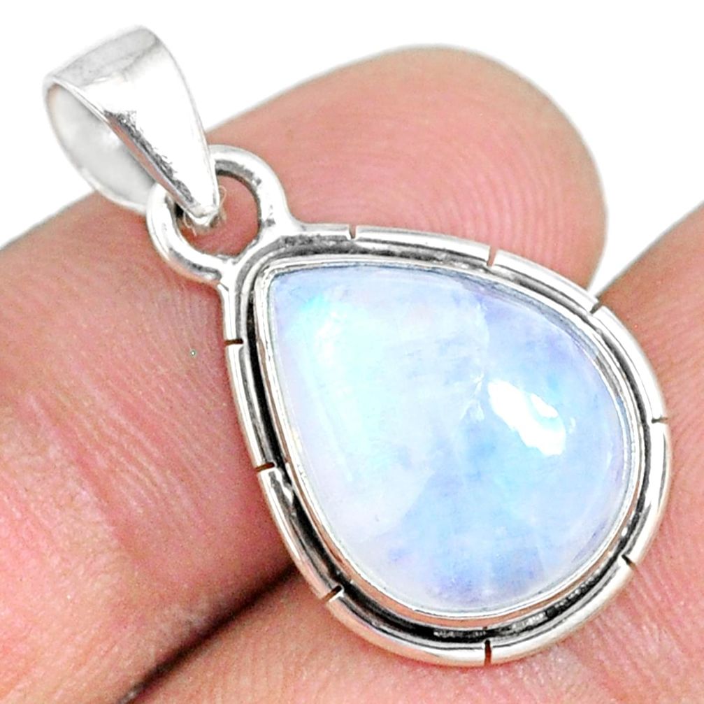 10.18cts natural rainbow moonstone 925 silver handmade pendant r74156