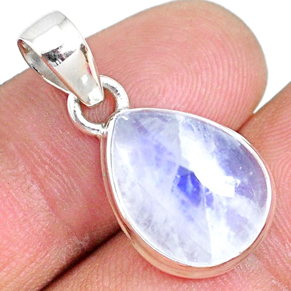 9.12cts natural rainbow moonstone 925 silver handmade pendant r74160