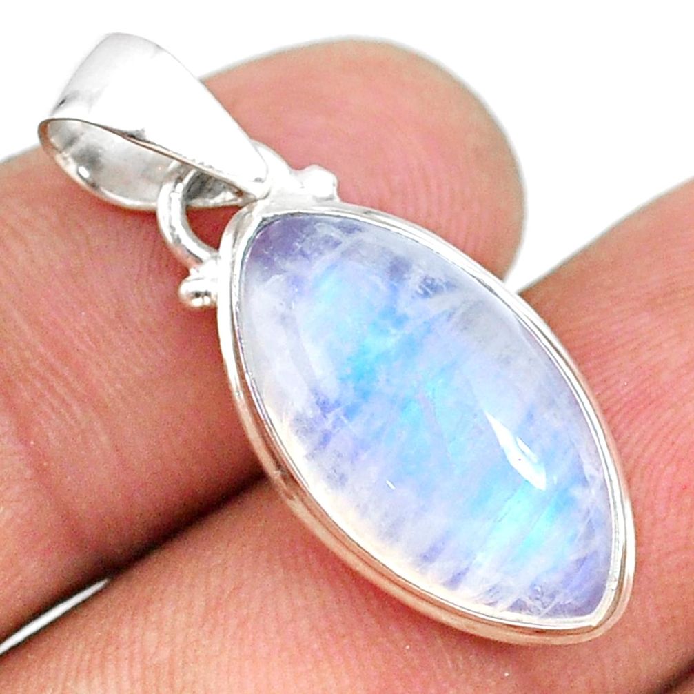 11.17cts natural rainbow moonstone 925 silver handmade pendant r75034