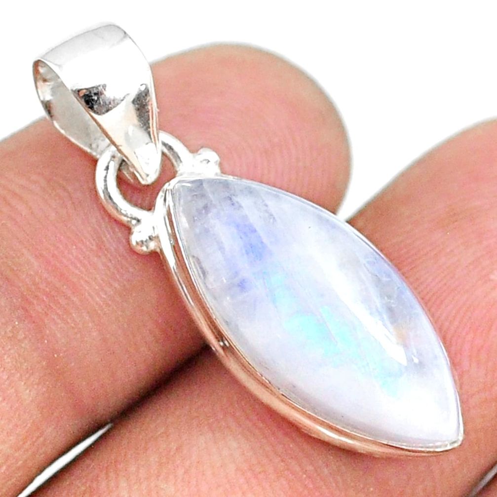 10.62cts natural rainbow moonstone 925 silver handmade pendant r75035