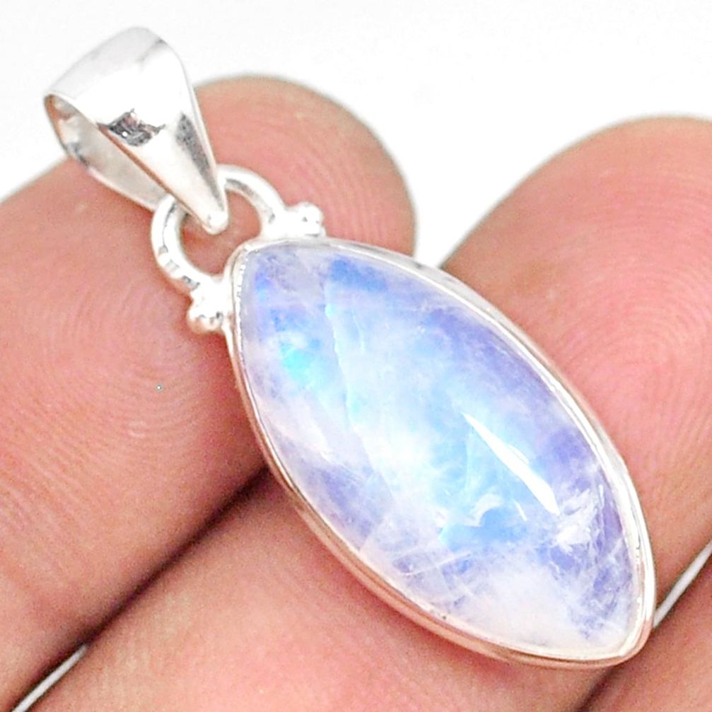 10.08cts natural rainbow moonstone 925 silver handmade pendant r76870