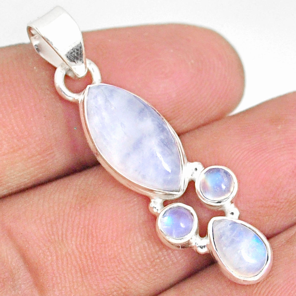 11.16cts natural rainbow moonstone 925 silver handmade pendant r76969