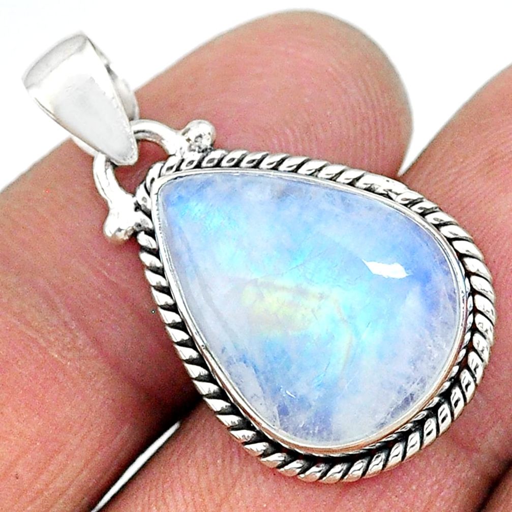 13.15cts natural rainbow moonstone 925 sterling silver pendant jewelry t10697