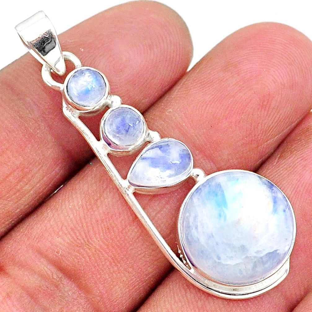 13.87cts natural rainbow moonstone 925 sterling silver pendant jewelry t11085