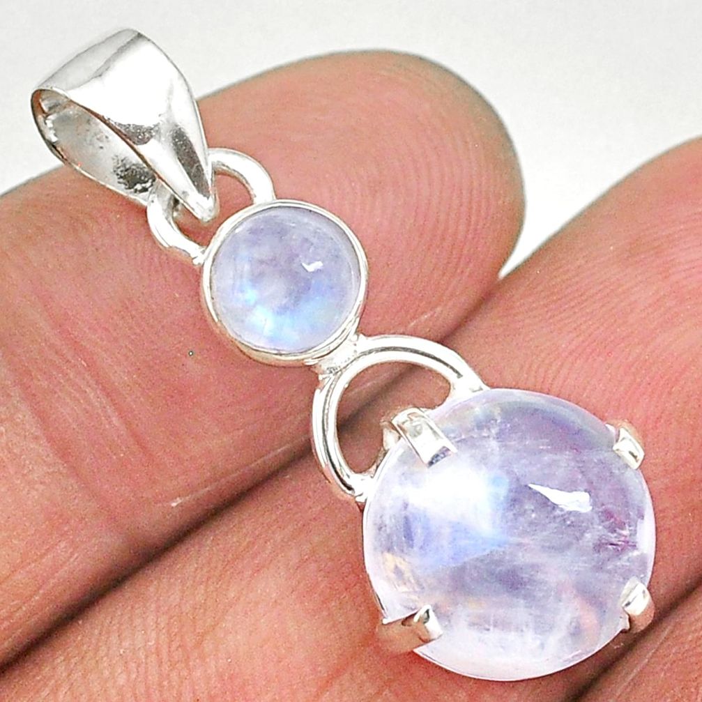 6.83cts natural rainbow moonstone 925 sterling silver pendant jewelry t11169