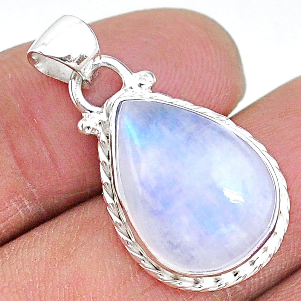 12.07cts natural rainbow moonstone 925 sterling silver pendant jewelry t12873