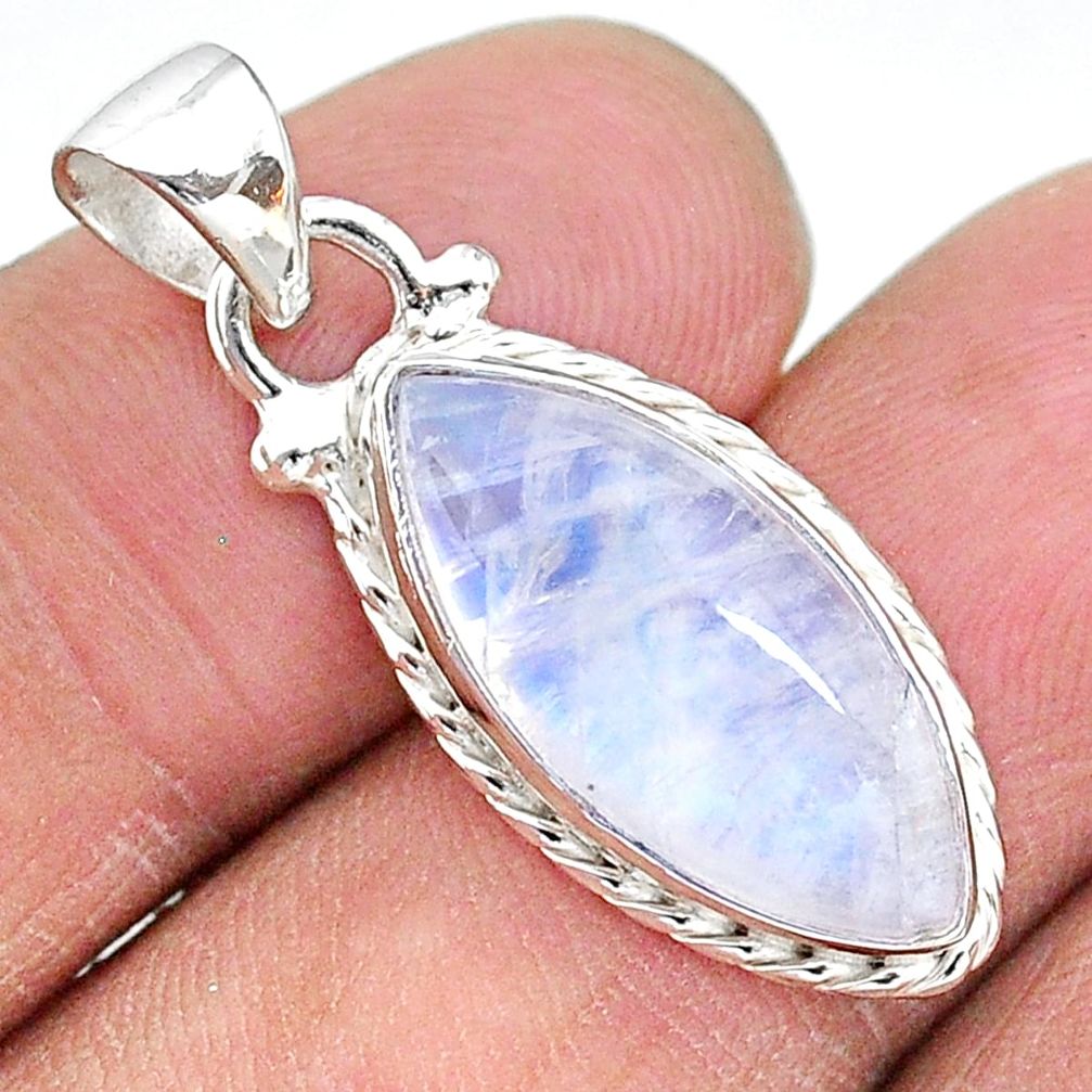 9.00cts natural rainbow moonstone 925 sterling silver pendant jewelry t12886