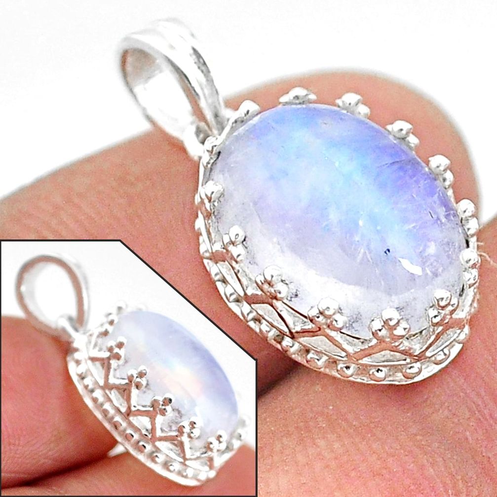 5.44cts natural rainbow moonstone 925 sterling silver pendant jewelry t20446