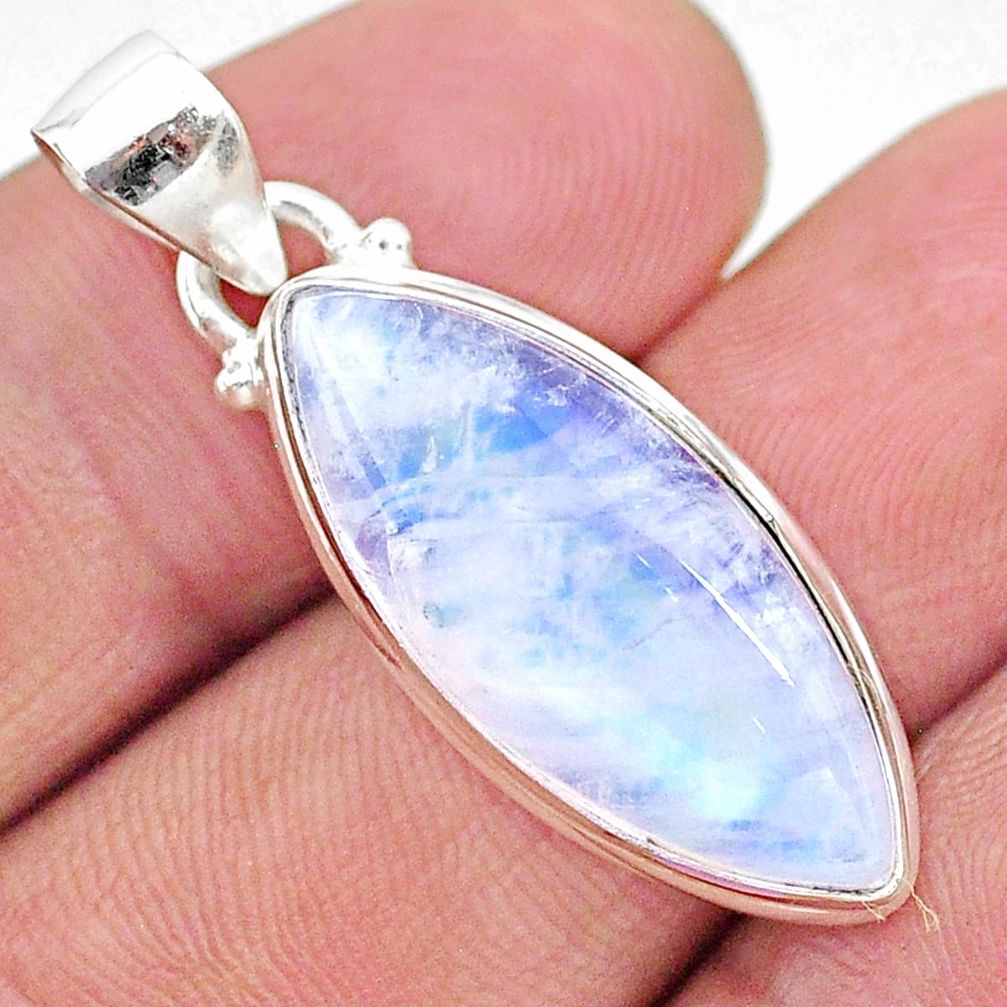 14.23cts natural rainbow moonstone 925 sterling silver pendant jewelry t23725