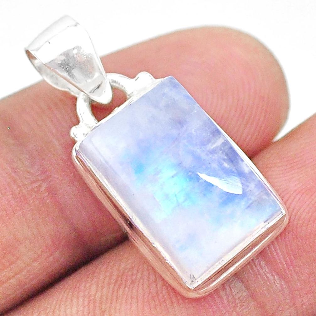 10.81cts natural rainbow moonstone 925 sterling silver pendant jewelry t23733