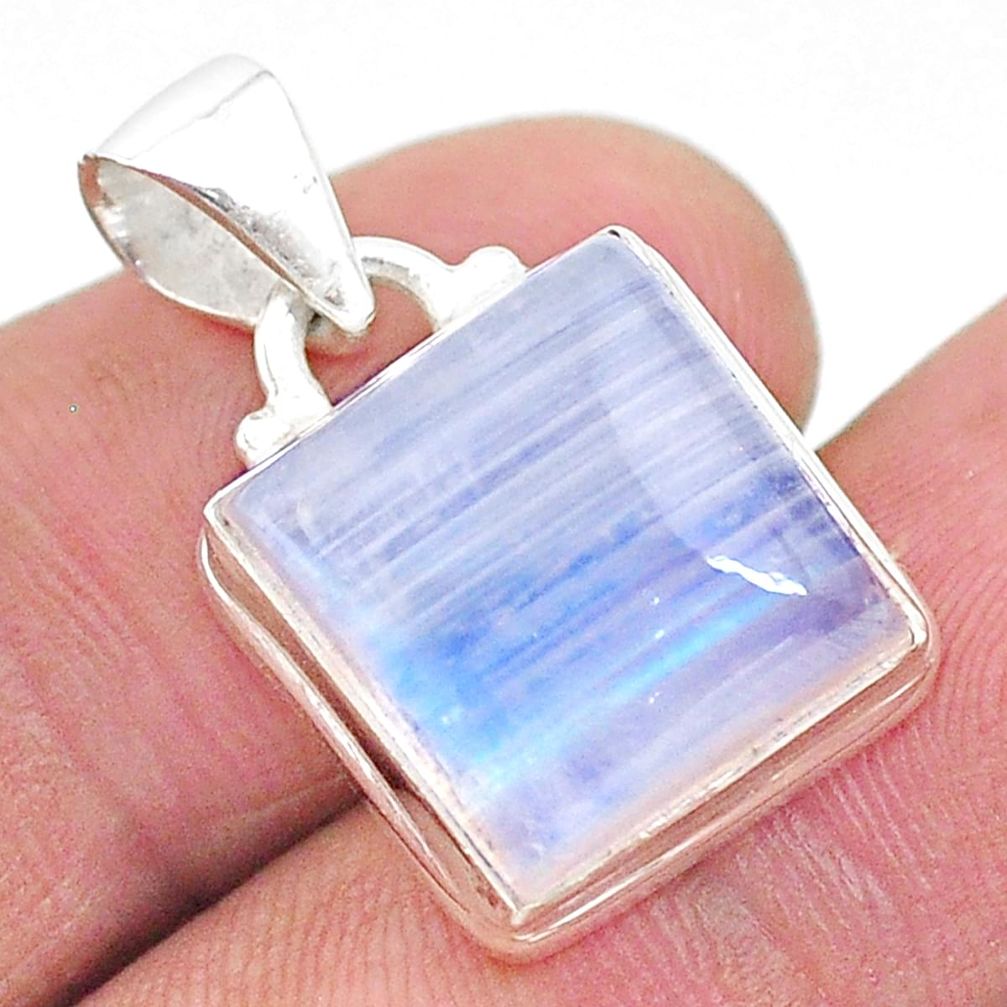 11.23cts natural rainbow moonstone 925 sterling silver pendant jewelry t23746
