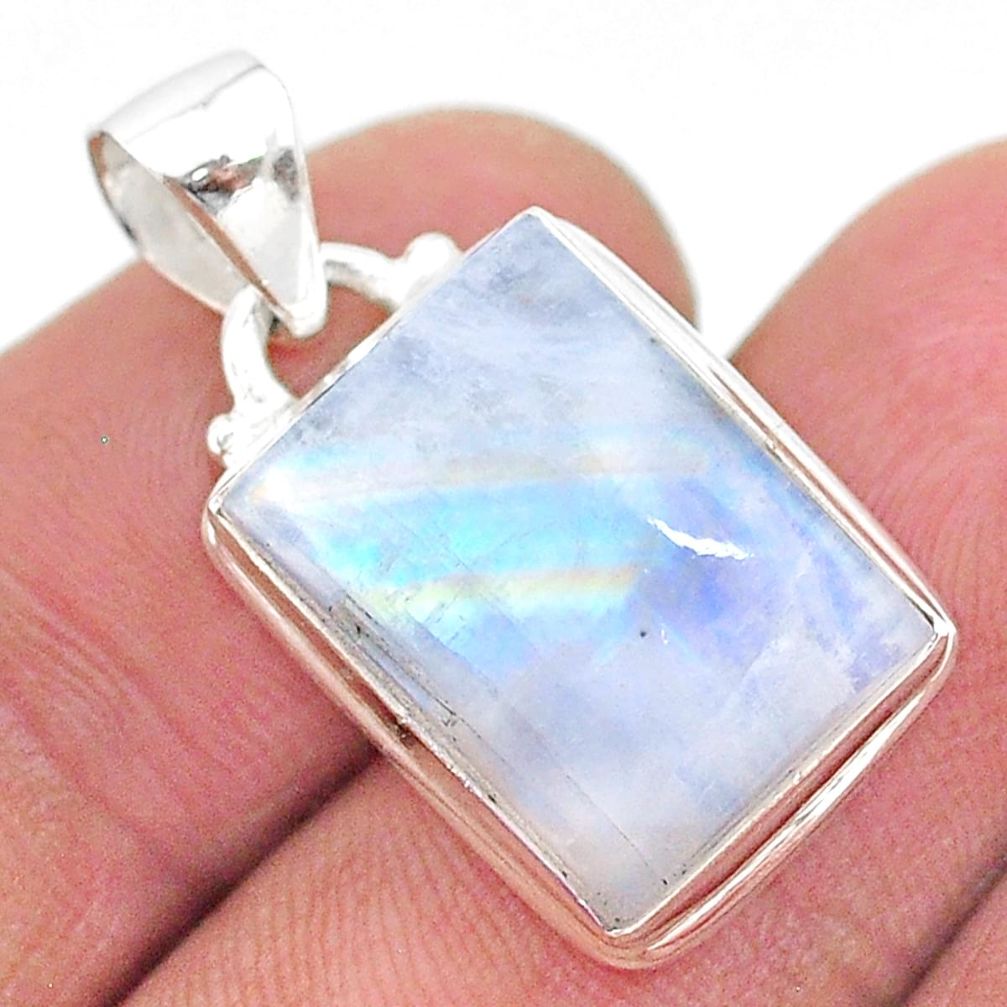 10.57cts natural rainbow moonstone 925 sterling silver pendant jewelry t23749