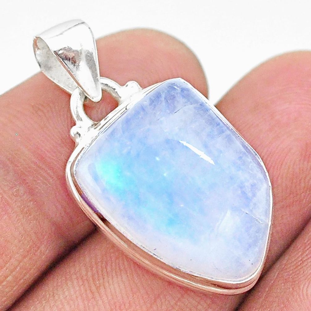 15.39cts natural rainbow moonstone 925 sterling silver pendant jewelry t23755