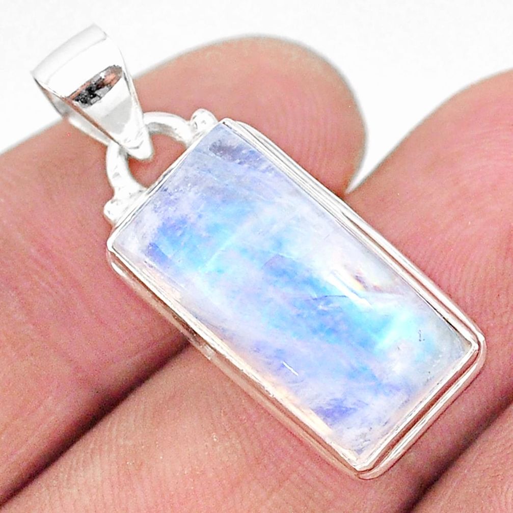 12.96cts natural rainbow moonstone 925 sterling silver pendant jewelry t23801