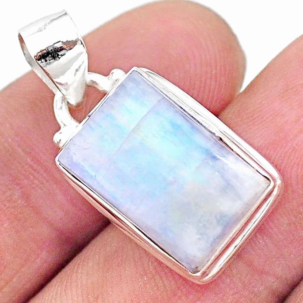 10.31cts natural rainbow moonstone 925 sterling silver pendant jewelry t23802