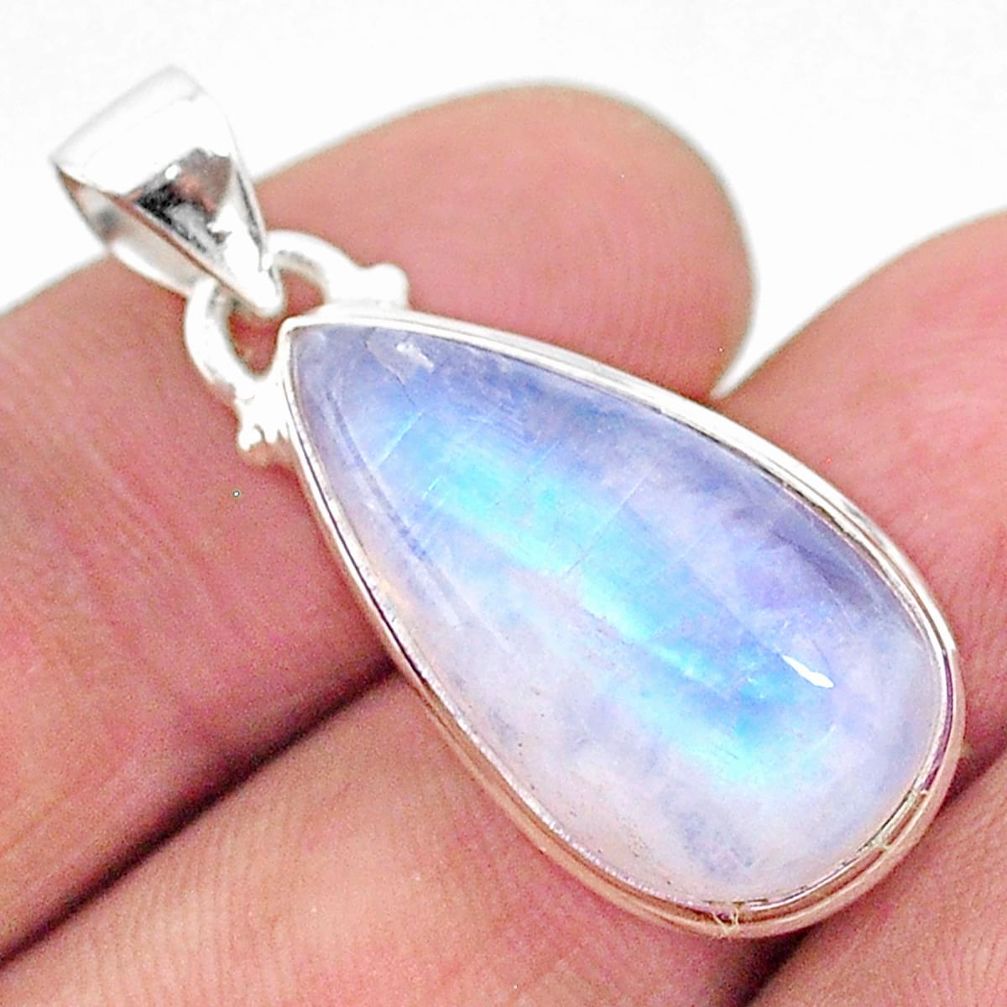 12.85cts natural rainbow moonstone 925 sterling silver pendant jewelry t23804