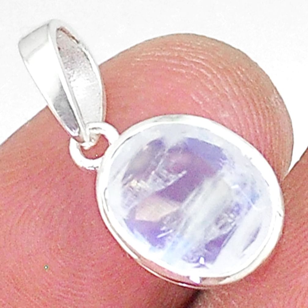 3.78cts natural rainbow moonstone 925 sterling silver pendant jewelry t4409