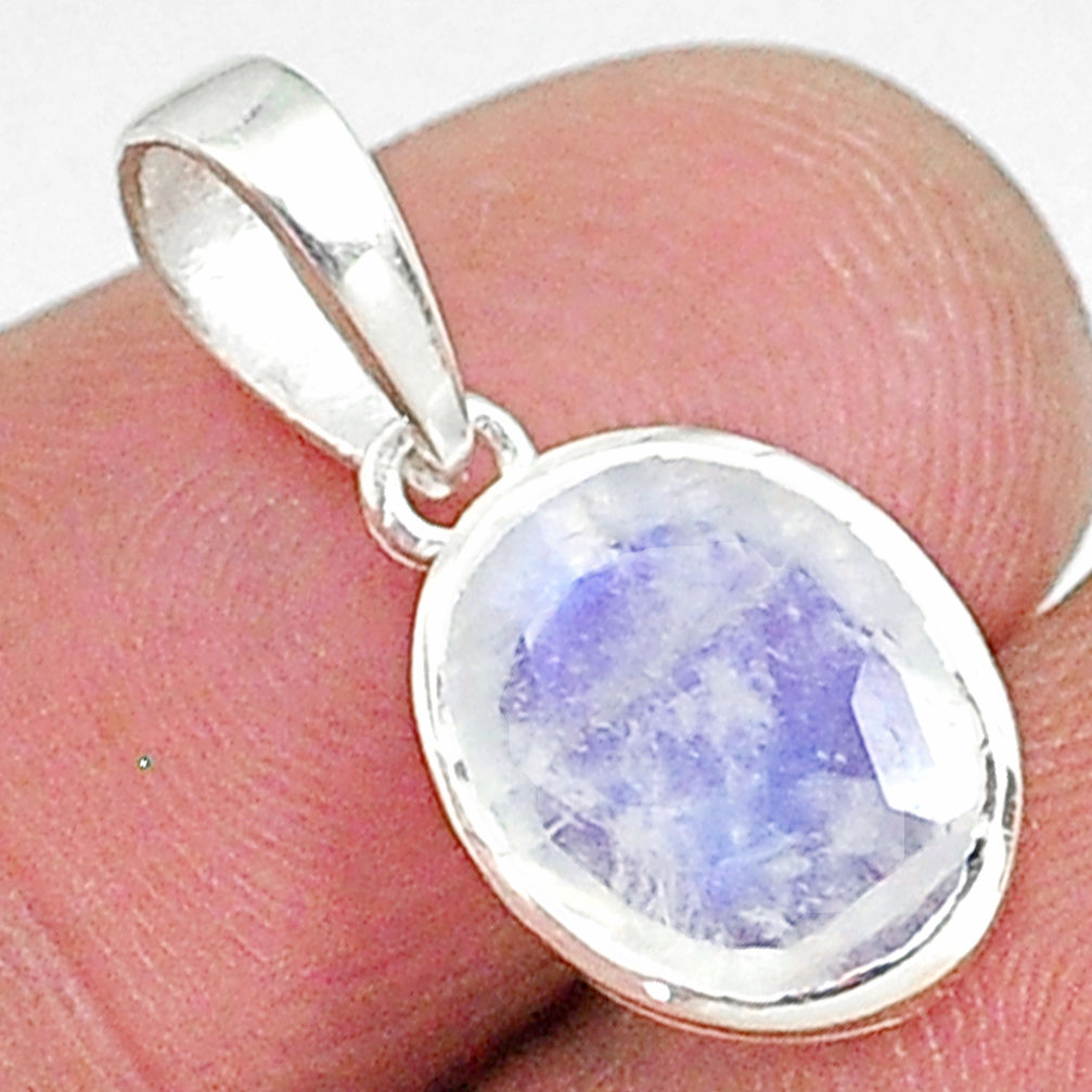 3.76cts natural rainbow moonstone 925 sterling silver pendant jewelry t4410