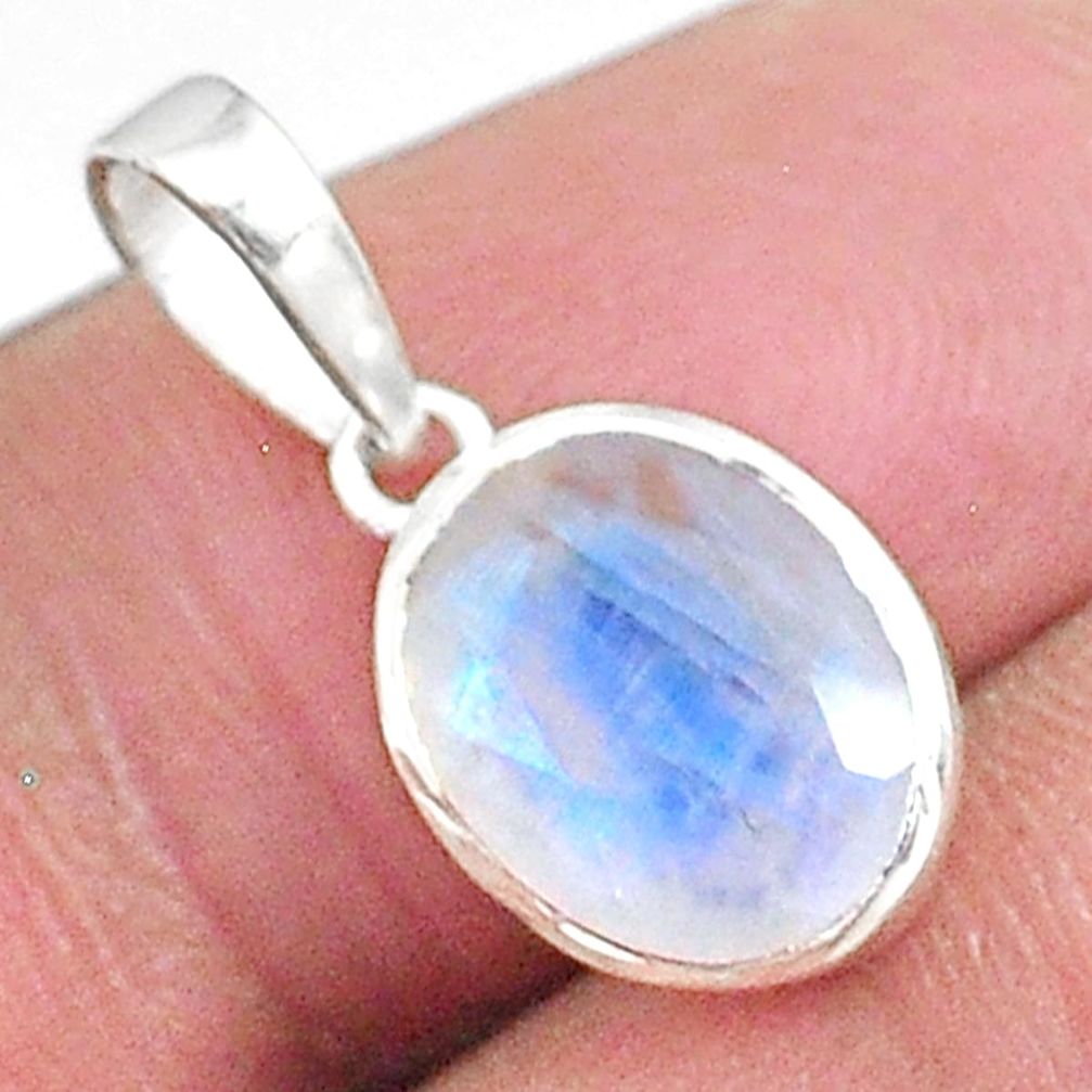 3.98cts natural rainbow moonstone 925 sterling silver pendant jewelry t4412