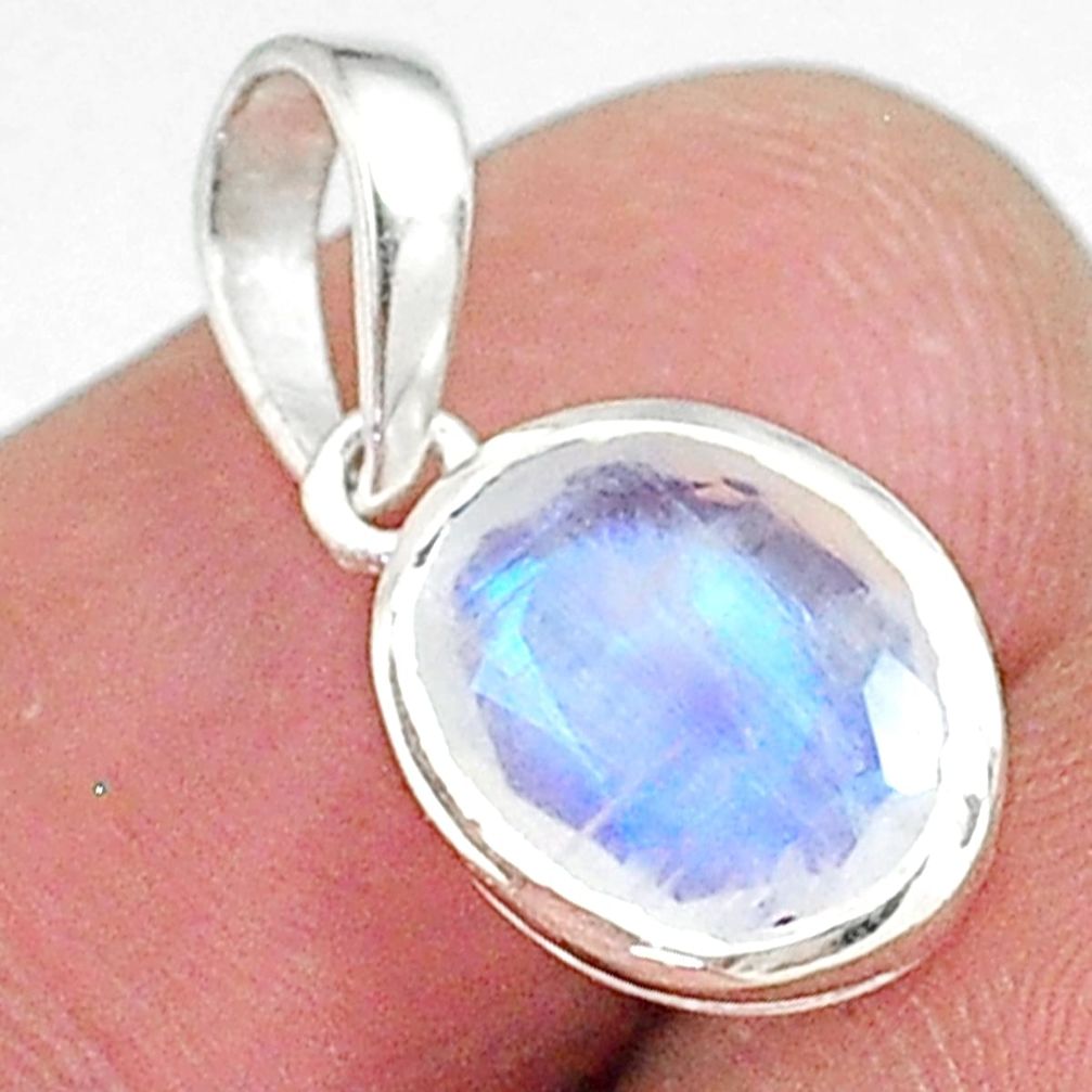 3.85cts natural rainbow moonstone 925 sterling silver pendant jewelry t4417