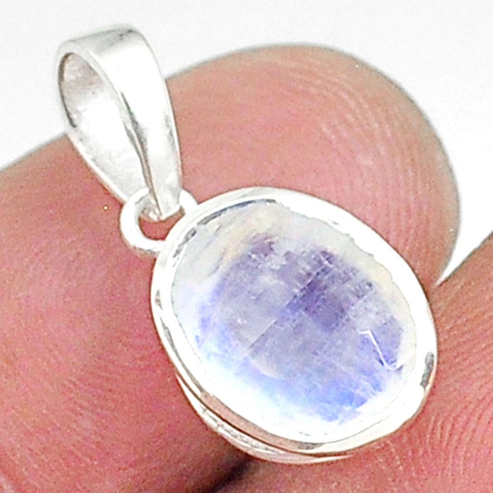 4.11cts natural rainbow moonstone 925 sterling silver pendant jewelry t4418