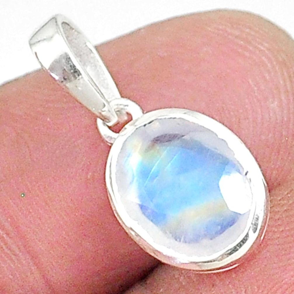 3.83cts natural rainbow moonstone 925 sterling silver pendant jewelry t4419