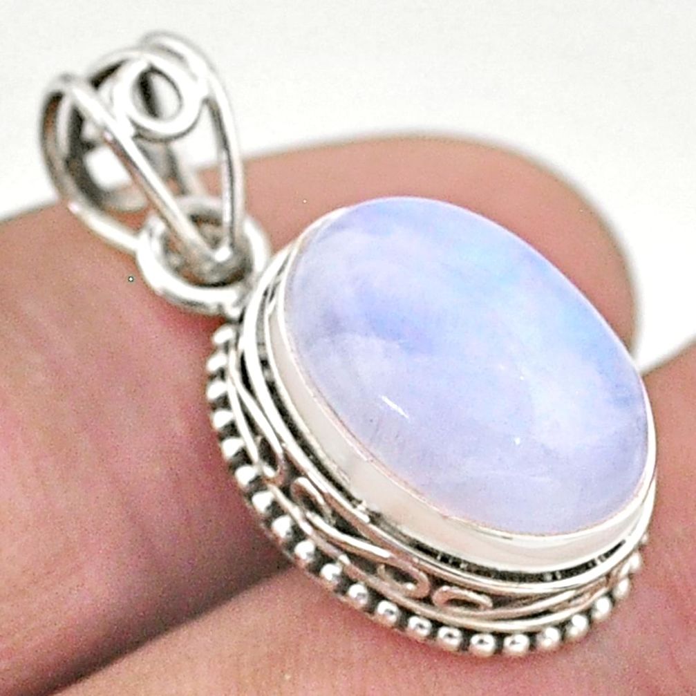 6.82cts natural rainbow moonstone 925 sterling silver pendant jewelry t46753