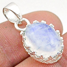 5.39cts natural rainbow moonstone 925 sterling silver pendant jewelry t66198