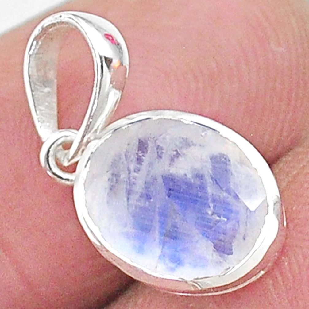 3.81cts natural rainbow moonstone 925 sterling silver pendant jewelry t9116