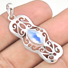 2.65cts natural rainbow moonstone 925 sterling silver pendant jewelry u17382