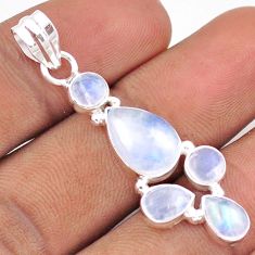 8.04cts natural rainbow moonstone 925 sterling silver pendant jewelry u2176