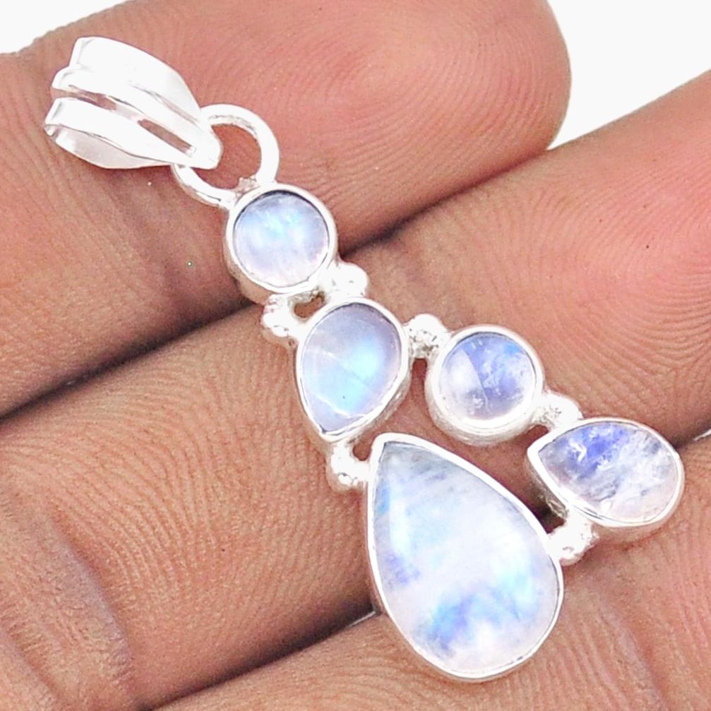 7.71cts natural rainbow moonstone 925 sterling silver pendant jewelry u2200