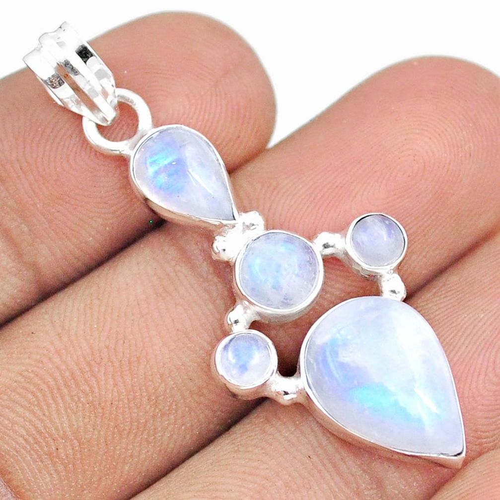 9.37cts natural rainbow moonstone 925 sterling silver pendant jewelry u32182