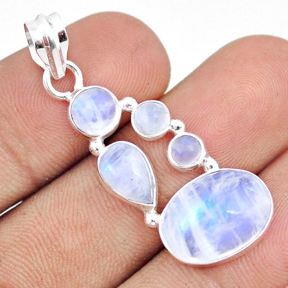 11.15cts natural rainbow moonstone 925 sterling silver pendant jewelry u32195