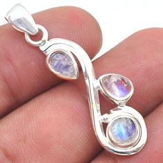 3.37cts natural rainbow moonstone 925 sterling silver pendant jewelry u61605