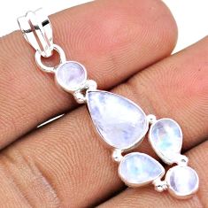 8.57cts natural rainbow moonstone 925 sterling silver pendant jewelry u9728