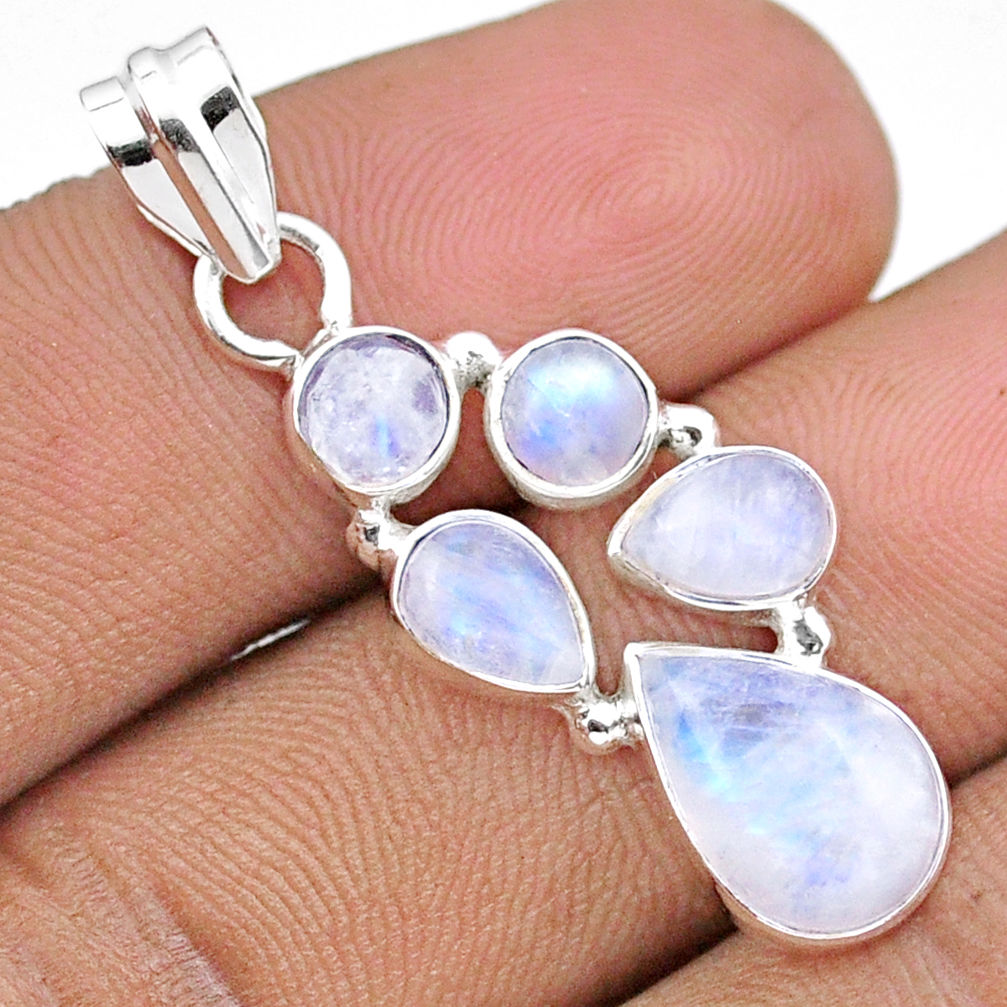 8.32cts natural rainbow moonstone 925 sterling silver pendant jewelry u9734